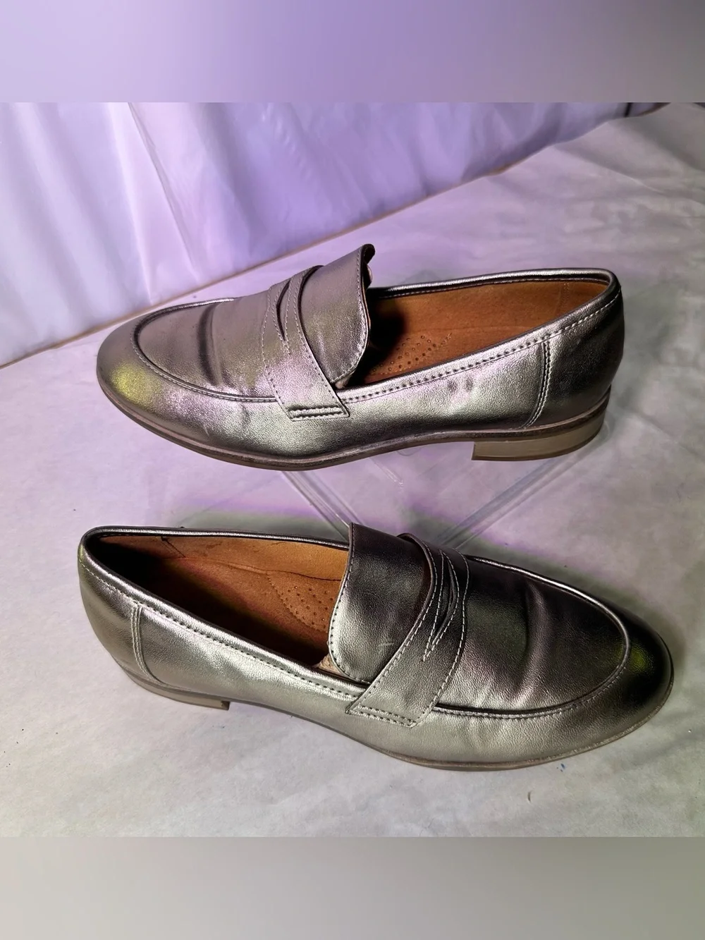 Clarks Metallic Silver Penny Loafers for Men